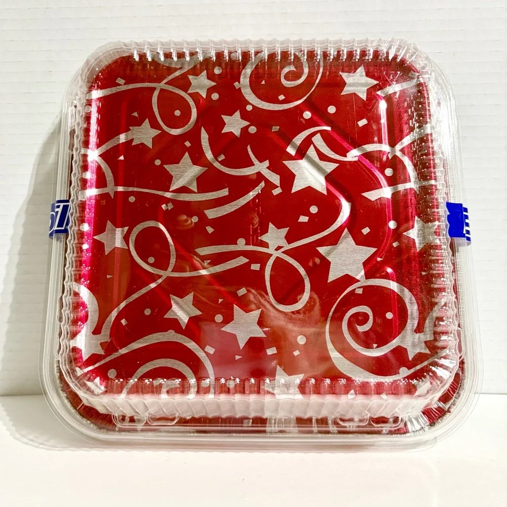 EZ Foil Reynolds 3 pk Red Star Cake Pan Lid ~8x8x2” Holiday Limited Edition NEW